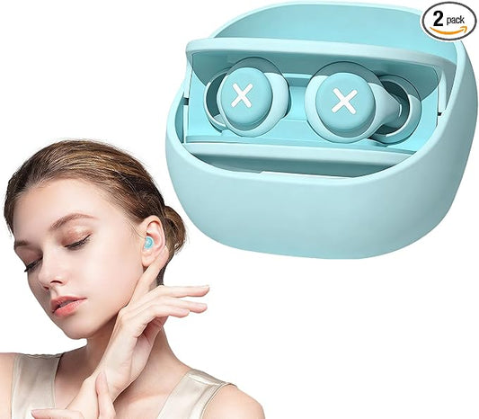 Upgrade Soft in-Ear Ear Plugs for Sleeping, Reusable Silicone Noise Reduction Earplugs with 3-Layer Sound Insulation, for Snoring, Travel, Study, Work, with Portable Storage Case, (Blue)