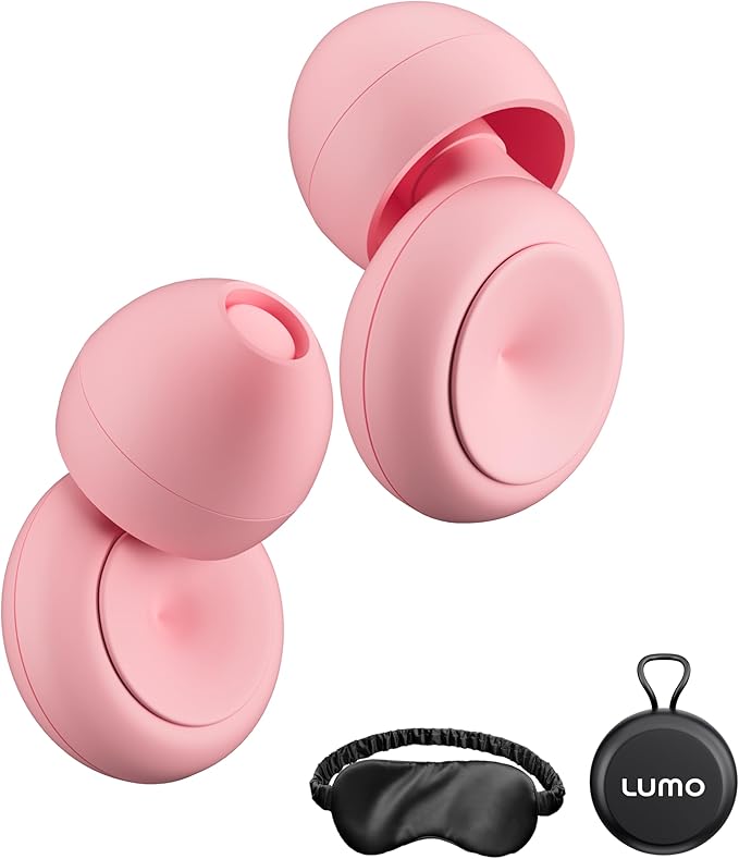 Lumo Ear Plugs for Noise Reduction - 28dB (SNR) Reusable Silicone Ear Plugs for Sleeping with Silk Sleep Mask - Work & Concert Hearing Protection - Customizable & Comfortable Noise Reducing Earplugs