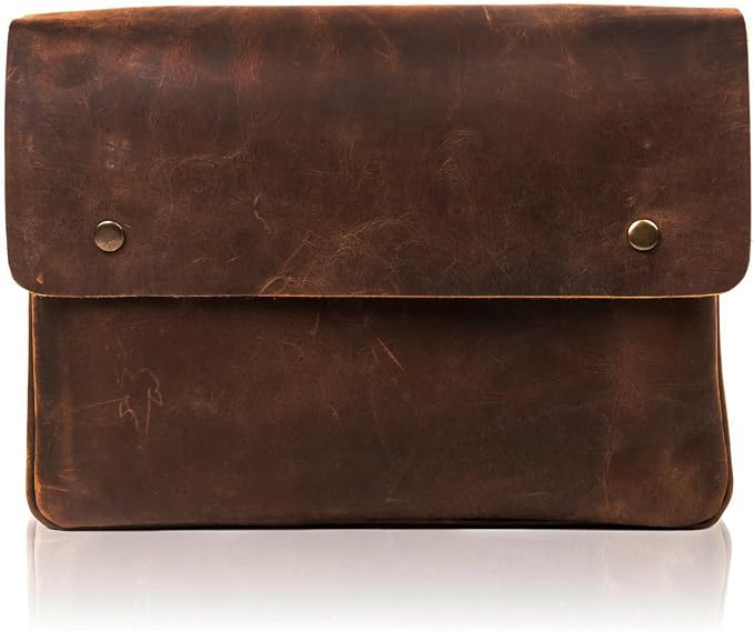 Vintage Leather Folder Document Holder/File Case/Document Portfolio, Office & Work Essentials Handmade Perfect for 13.6” Laptops & Tablets