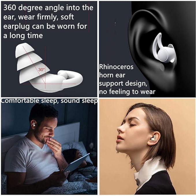Reusable Safe Silicone High Fidelity Earplug, for Sleeping (Reduce 40dB), Swimming, Studying, Concerts, Noise Cancelling and Hearing Protection (Gray)