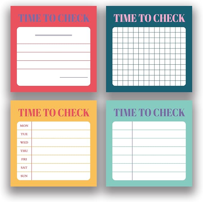 Retro 4Pack/200 Sheets 3x3in Self-Sticking Note Papers Set, High-Adhesive Productivity Planner Pads for Time Management, Vintage Daily Task Notes for Journal Office Home, Bulk Stationery Gift