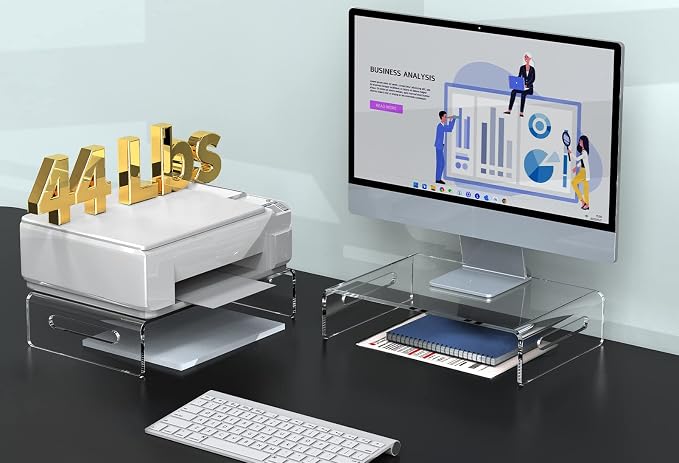 Zimilar 2 Pack Monitor Stand Riser, Acrylic Monitor Stand for Computer | Laptop, Printer, Notebook, Premium Clear Laptop Stand Acrylic Monitor Riser for Home Office, Monitor Stands for 2 Monitors