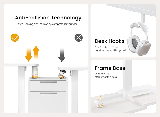 CubiCubi 55 x 24 Standing Desk, Height Adjustable Electric Computer Desk, Sit Stand up Home Office Workstations, White