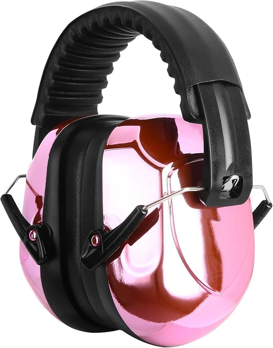 ProCase NRR 28dB Noise Reduction Ear Muffs, Foldable Adjustable Passive Noise Cancelling Headphones for Adults Kids Autism, Hearing Protection for Shooting, Construction, Mowing -Metalic Pink