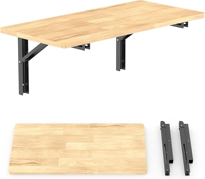 TORACK Heavy Duty Wall Mounted Folding Workbench, Space-Saving Collapsible Wall Table/Desk for Garage Workshop, Holds Up to 150 lbs(Board Size: 31.5 x 15.75 in)