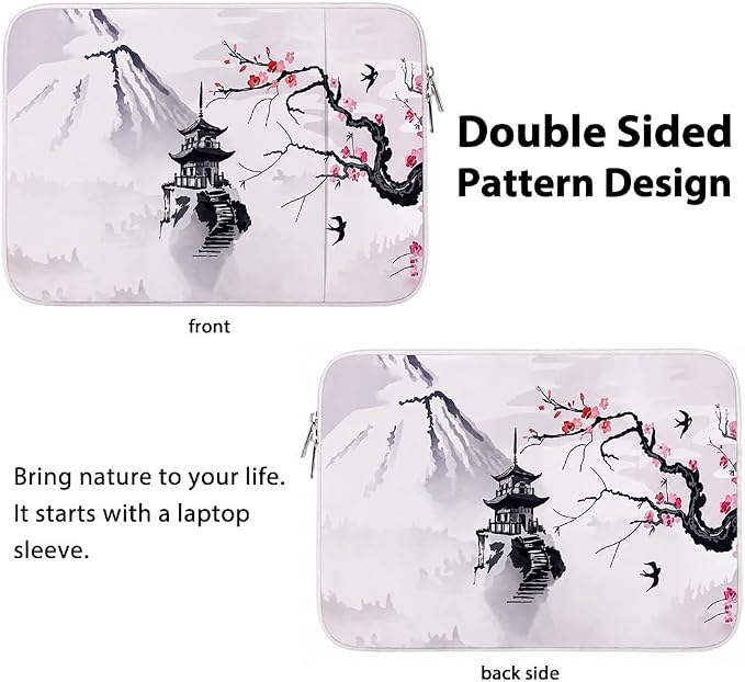 Laptop Sleeve Case for MacBook Neo/Air/Pro 13 inches A18/M5/M4/M3/M2/M1 Chip 2026-2020 A3404 A3449 with 2 Pockets Tablet Bag Accessories (Plum Blossom Pavilion)