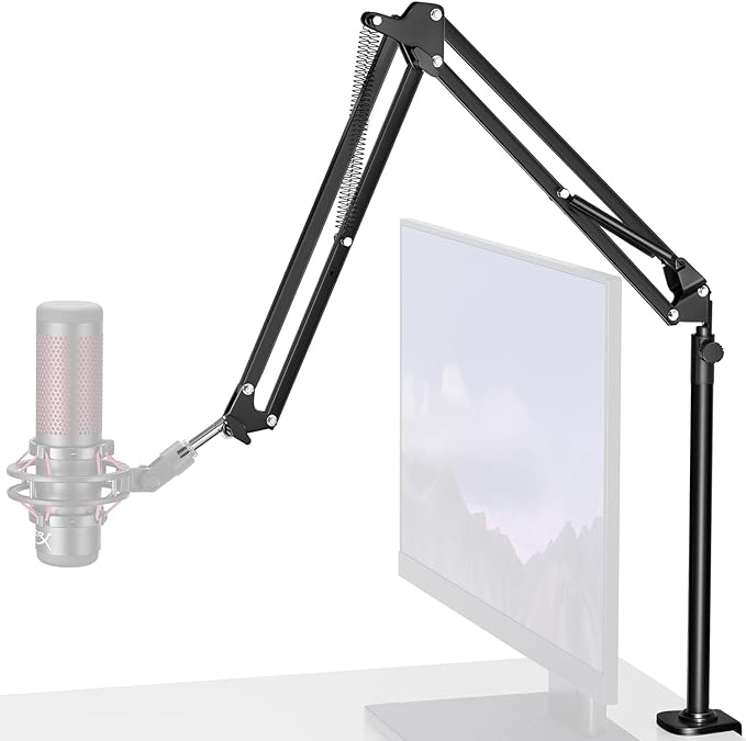InnoGear Desk Mic Stand, 360° Rotatable Overhead Mic Boom Arm Microphone Stands High Riser for Blue Yeti Snowball HyperX QuadCast SoloCast Fifine Shure SM7B and Other Mics