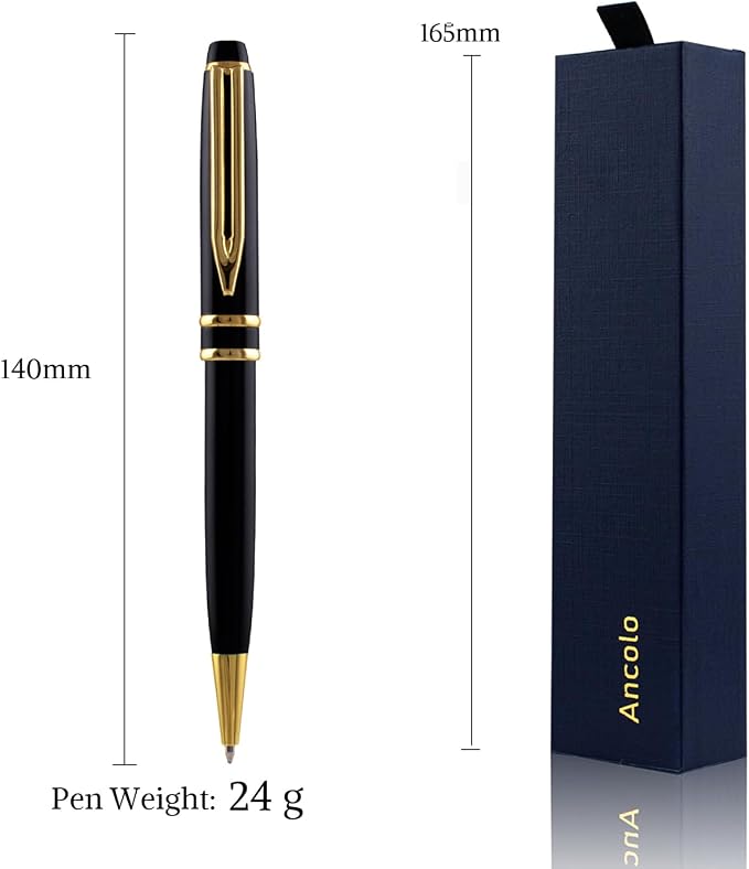 Ancolo Personalized Promotion Pens - Advertising Buesiness Gift Office Writing Set- Engraved with Your Message Name Company Team Name, Phone Number Perfect for Business Men 5 Pens/BOX