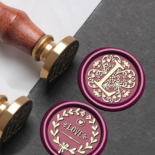 Flower Initial Alphabet L Wax Seal Stamp & Eucalyptus Love Sealing Stamp with Wax Stamp Brass Head Ideal for Wedding Invitations Gift Wrapping Christmas (Floral L)