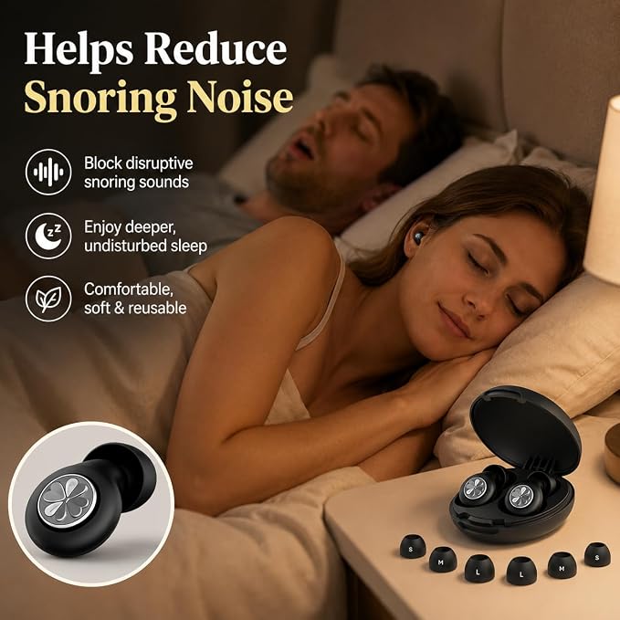 Ear Plugs for Sleeping 45DB Noise Cancelling: Ultra-Comfy Reusable Noise-Reducing Earplugs for Sleeping & Travel & Work Hearing Protection Earbuds with 8 Tips(XS,S, M, L Size) (Obsidian)