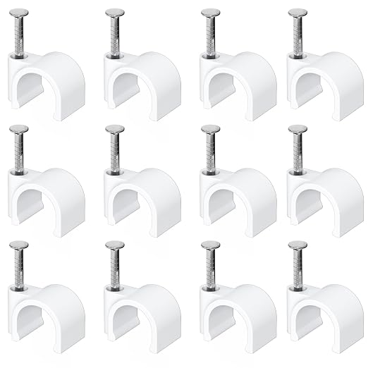 Jadaol 8mm Wide Design Cable Clips with Nails for Round Ethernet Cables, Cord Clips for Wall, Nail-in Wire Tacks for Cat5/Cat6/Cat7 RJ45 Cable, Coaxial, TV, Speaker, Electrical Wire, 100 Pack