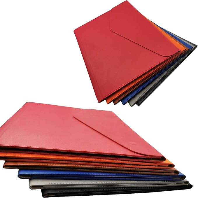 Enyuwlcm PU Leather A4 File Folder Document Holder Waterproof Portfolio Envelope Folder Case with Invisible Magnetic Closure Gray
