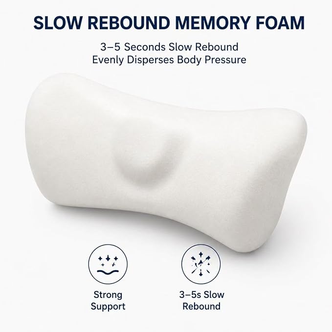 Ergonomic Lumbar Support Pillow, Memory Foam Back Cushion | Back Pillow for Low Back Pain Relief, Ergonomic Streamline Car Seat, Office Chair, Recliner and Bed