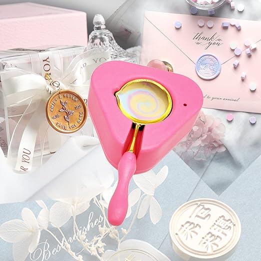 Wax Seal Warmer Wax Seal Kit with Spoon and Tweezers, Great Tool for Melting Sealing Beads (Pink)