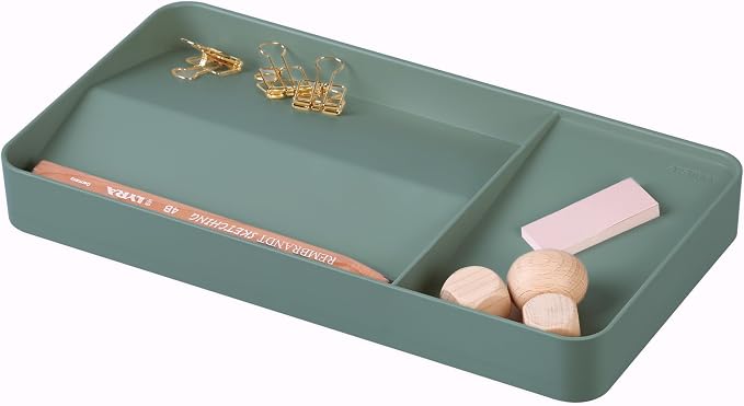 BLUE GINKGO Desk Organizer Tray, Green, Made in Korea | Double-Sided. Sloped Design. Easy Access.