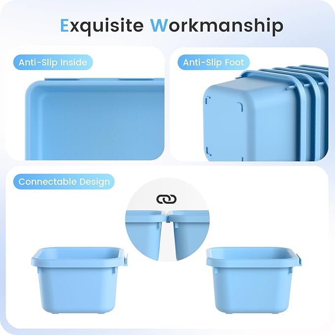 A-LuGei 【𝟮𝟮𝗣𝗖𝗦】 Plastic Sky Blue Desk Drawer Organizer, Bathroom Organizers and Storage, Makeup Organizer, Organization and Storage Bin Container for Vanity Office Utensils Tool Pantry Cosmetic