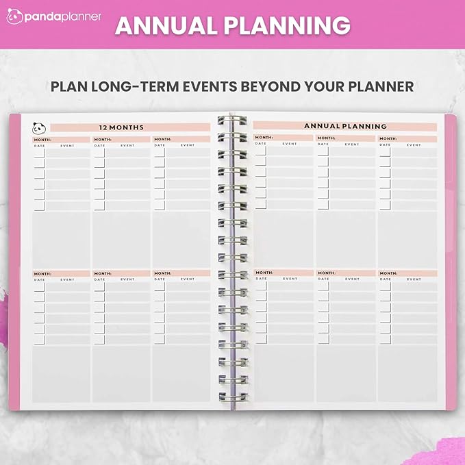 Panda Planner 2026 Undated Daily Planner with Hourly Schedule 5.75" x 8.25" – 90 Days Daily Journal with Spiral Binding – To Do List Notebook with Habit Tracker for Home/Office Supplies – Pink
