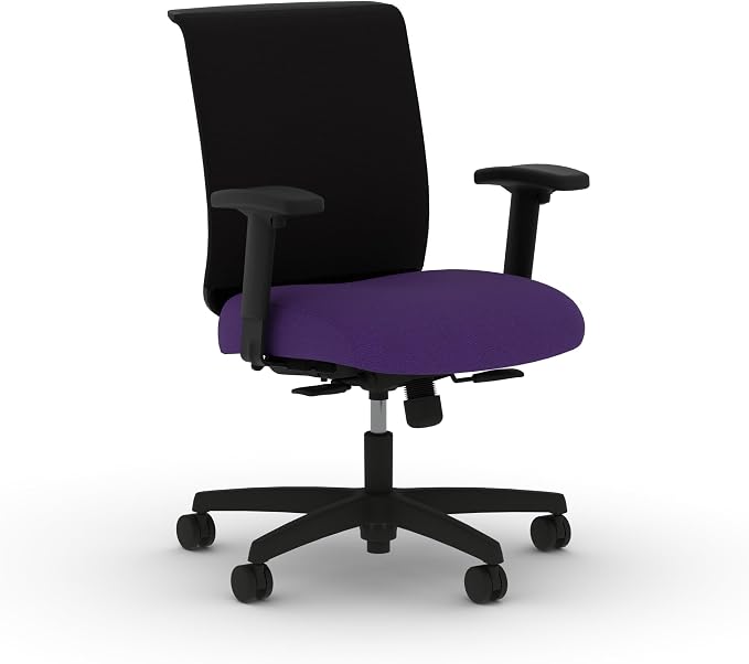HON Convergence Ergonomic Office Chair with Mesh Back, Adjustable Arms, Lumbar Support, Synchro‑Tilt Desk Chair with Wheels for Home Office or Computer Use, Black Frame, Iris