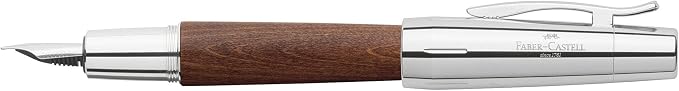 Faber-Castell e-motion Fountain Pen, Wood and Chrome Brown - Extra Fine