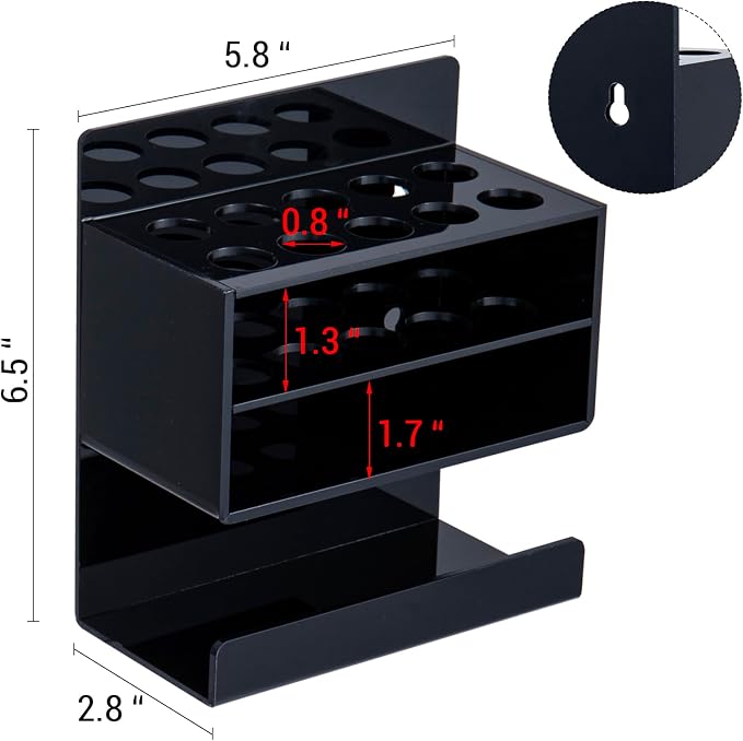 MyGift Wall Mounted Dry Erase Whiteboard Marker Holder Stand with 10 Marker Slots and Eraser Holder, Black Set of 2