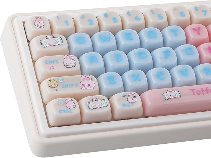 Tsungup Cherry Blossom MOA Keycaps-Pink Sakura,129 Keys Cute PBT Custom Keycaps 100 Percent,Dye Sub Key Caps Keyboard Keycap Set for MX Switches Mechanical