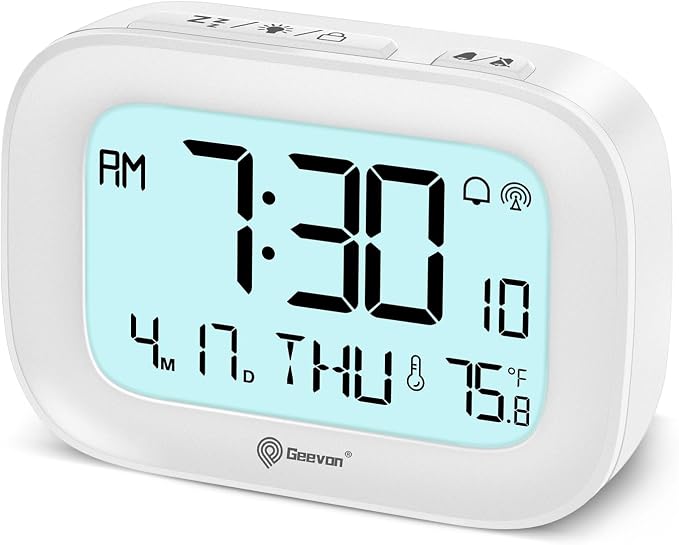 Geevon Travel Alarm Clock Battery Operated with Temp & 10s Backlight | 3 Inch LCD Display Clock, Portable with Snooze, Perfect for Home Office Kitchen Bedroom Outdoor, Nice Gift for Any Occasion