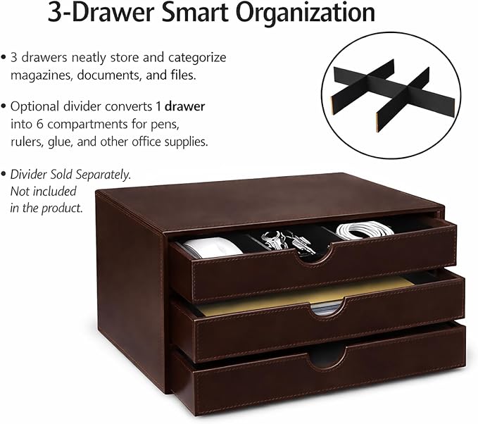 UnionBasic Document Organizer, 3-Drawer File Cabinet Document Storage Box, Office Desktop Filing Organizer, Port Royale | Document Storage Box, Office Desktop Filing Organizer