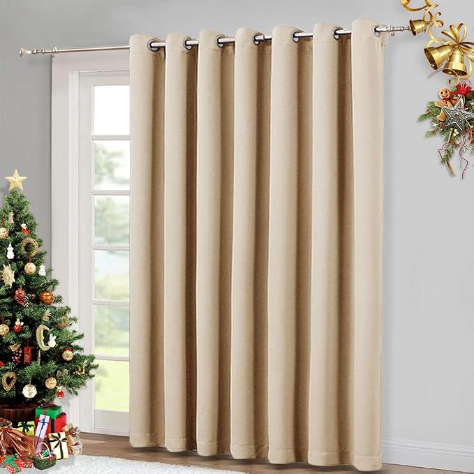 NICETOWN Room Divider Curtain Screen Partitions, Basement Hospital Medical Clinic Spa Lab Cubicle Curtain Divider Privacy Screen, Patio Door Curtain (Biscotti Beige, 1 Panel, 12.5ft Wide x 8ft Long)