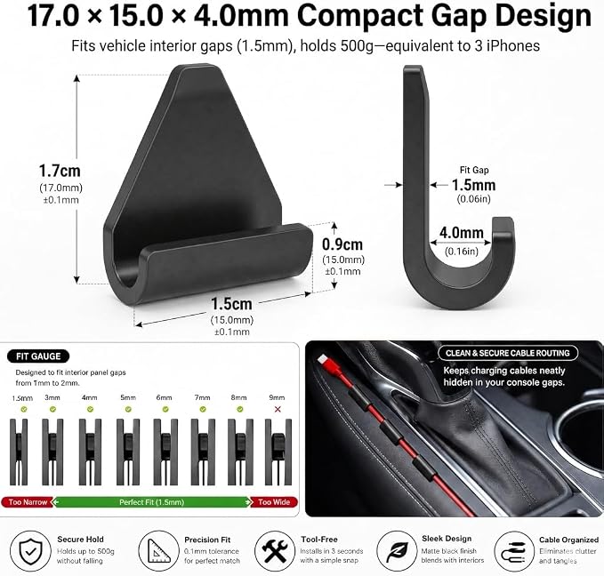 15 Pcs Car Trim Cable Clips, Wire Organizer for Vehicle Interior, No Adhesive Reusable Cord Holder for Phone Chargers, Dash Cams & More, Easy Installation