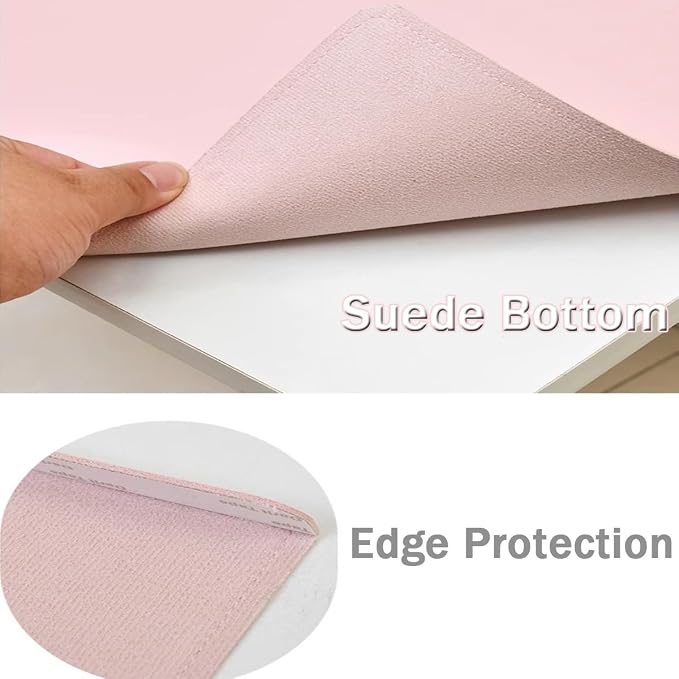 Leather Desk Mat with Stitched Edges & Edge Protection, Non-Slip Large Office Desk Mouse Pad for Work Game Typing, Waterproof Writing Table Extended Protector (Red,39.4"x23.6")