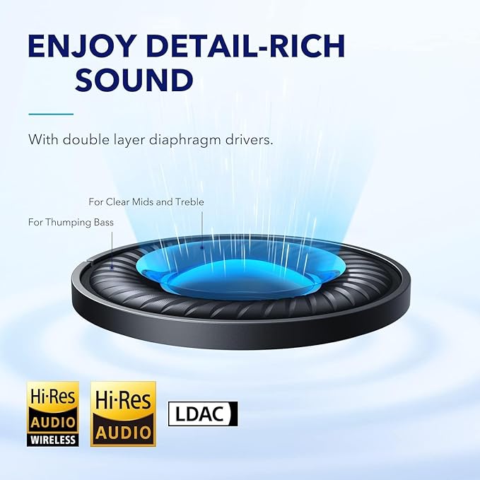 Soundcore by Anker Space Q45 Adaptive Active Noise Cancelling Headphones, Reduce Noise by Up to 98%, 50H Playtime, App Control, LDAC Hi-Res Wireless Audio, Comfortable Fit, Clear Calls, Bluetooth 5.3