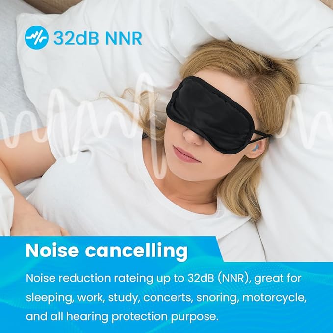 Comfortable Moldable Ear Plugs - 12 Pairs Soft Silicone Gel Earplugs for Noise Cancelling, Sleeping and Swimming, 32 dB Noise Reduction Rating (NRR) Blue