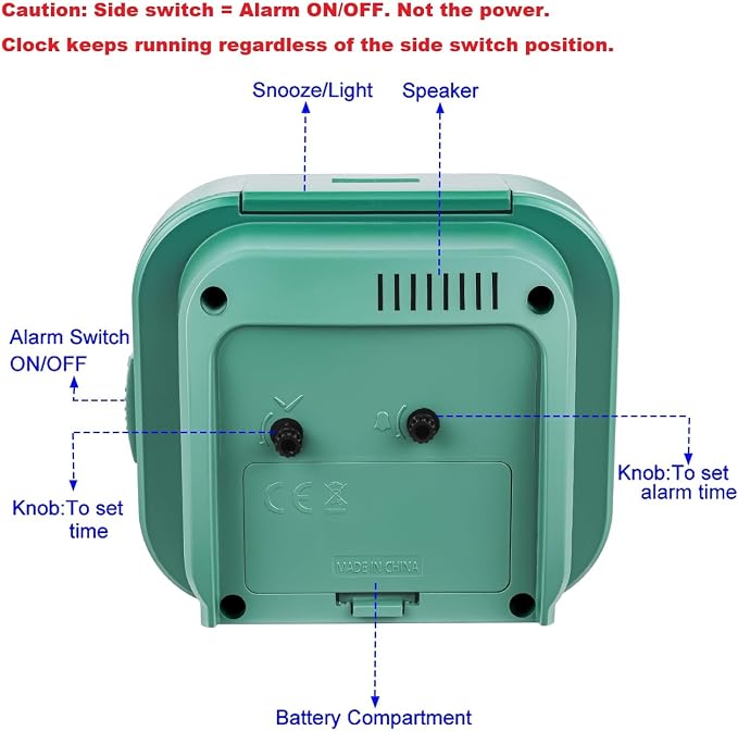 Tinload 4.3" Vintage Retro Analog Alarm Clock, Super Silent Non Ticking Clock with Manual Light, Snooze, Battery Operated, Simply Design, for Living Room, Bedroom, Bedside, Desk(Green)