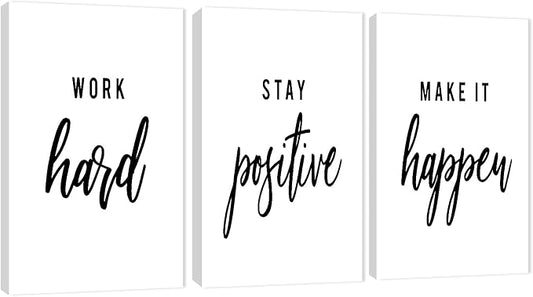 Office Wall Art - 3 Panel Motivational Quote Art, Inspirational Canvas for Home Office Decor, Entrepreneur Words Poster Frame, 20'x30'x3Pcs