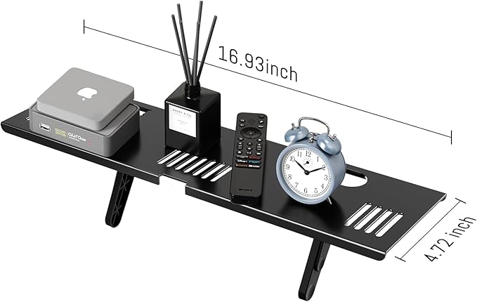 Adjustable Steel TV Top Shelf, Floating TV Stand, Universal Monitor Shelf for Soundbar, Game Console, Cable Box, Router Shelves (16.93x4.72inch Steel)