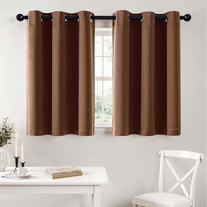 MIULEE Blackout Curtains for Bedroom Living Room 2 Panels, Thermal Insulated Room Darkening Drapes Grommet Noise Reducing Light Blocking Window Treatments 36 Inches Long 40x36 Inch Mocha Brown