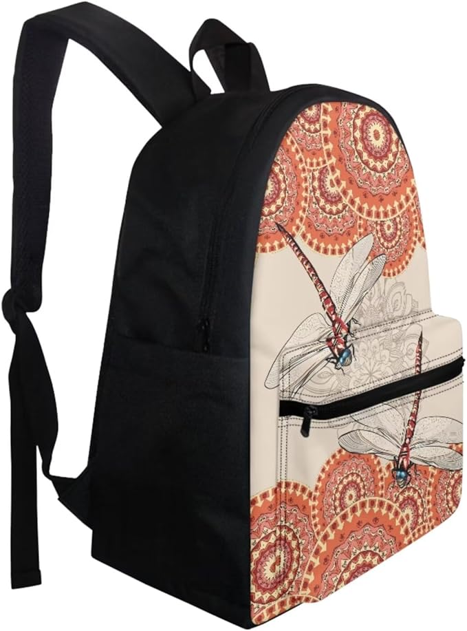 Dragonfly Large Backpack Set for Girls with Lunch Box and Pencil Bag Fashion School Book Bag and Lunch Bag Set for Toddler Girls Backpacks Back to School Supplies