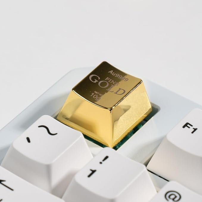 Artisan Zinc Alloy Keycap for Mechanical Keyboard ESC Key, Golden Single 1U Size, MX Switch Compatible, Decorative Design for Gaming and Typing (IDP-01)