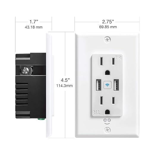 Geeni 2-Port USB Speed Charger Wall Outlet: Dual USB & Power Outlets, Smart Charging Solution