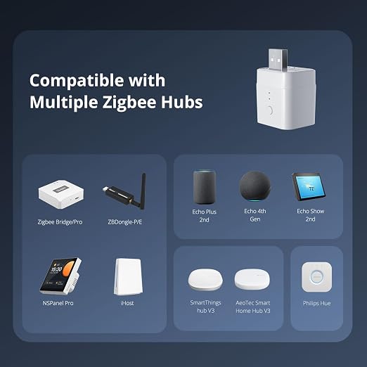 SONOFF Zigbee Smart USB Outlet, 5-22V DC Outlet Timer Smart Switch, Smart Home Devices Compatible with Alexa and Google Home, Zigbee Switch Wireless Support Fast Charging, USB 2.0 ZBMicro (1)