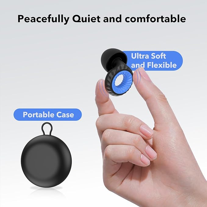 Ear Plugs for Sleeping Noise Cancelling -30dB, 2-Pack Reusable Soft Noise Reduction Ear Plugs for Sleep, Travel,Deep Focus, Hearing Protection,Concert with Carrying Case(