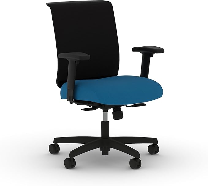 HON Convergence Ergonomic Office Chair with Mesh Back, Adjustable Arms, Lumbar Support, Synchro‑Tilt Desk Chair with Wheels for Home Office or Computer Use, Black Frame, Peacock