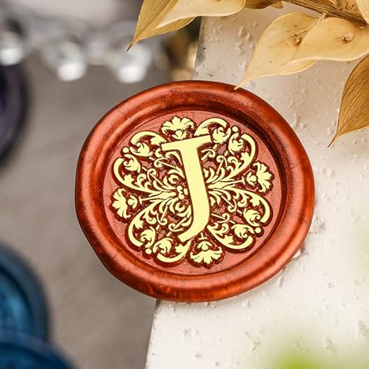 Flower Initial Alphabet J Wax Seal Stamp & Eucalyptus Love Sealing Stamp with Wax Stamp Brass Head Ideal for Wedding Invitations Gift Wrapping Christmas (Floral J)