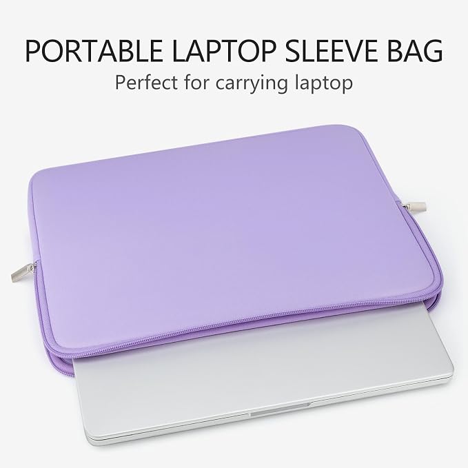 RAINYEAR Laptop Sleeve Case Compatible with 13.3 Inch Notebook Computer Tablet Chromebook 14" MacBook Pro/Max M1 M2 M3 M4 M5 Soft Cover Protective Case Zipper Carrying Bag (Purple)