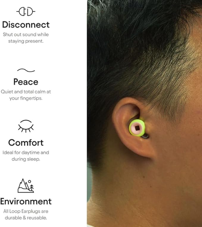 1 Box Sleeping Noise Canceling Earplugs,Protection for Focus,Travel,Concerts,Sports & Noise Sensitivity Reusable Ear ProtectionNoise reducing Soft Silicone earplugs (Yellow Pink, 1 Count (Pack of 1))