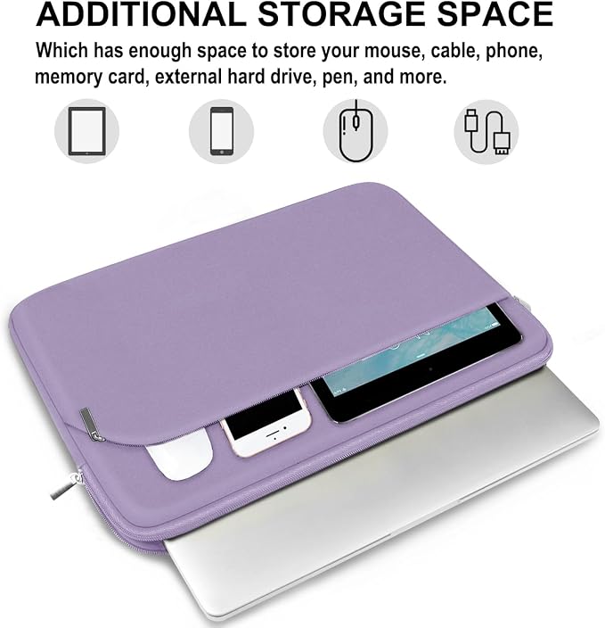 Laptop Sleeve Case 13.3 inch, Portable Monitor Protective Laptop Case with Front Pocket Computer Bag Compatible with MacBook Air Pro 13.3 inch 14 inch, Dell, HP, Lavender