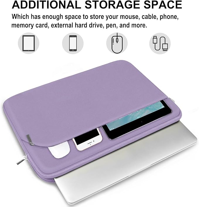 Laptop Sleeve 14 inch, Slim Portable Monitor Protective Cover with Front Pocket, Traveling Carrying Laptop Case Compatible for MacBook Air/Pro, HP, Dell, Lenovo, Acer, Lavender
