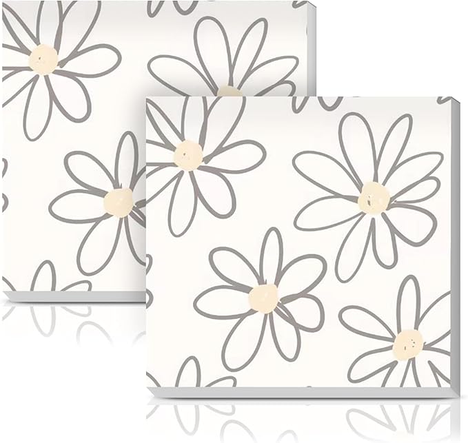 Sticky Notes 3x3 Inches, 2 Pads Cute Colorful Self-Stick Note Pads, Easy to Post for Home, Office and Daily Life Organization Beige Base Daisy