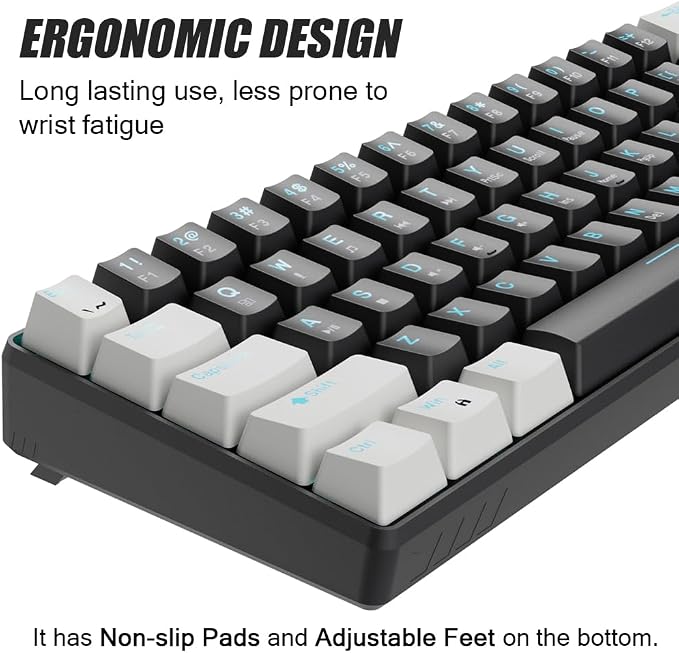 abucow 60% Mechanical Gaming Keyboard Brown Switch Wired Compact Keyboard Anti-Ghosting No-Conflict 61 Swappable keycaps Ergonomic Design for Windows/Mac (White-Black)