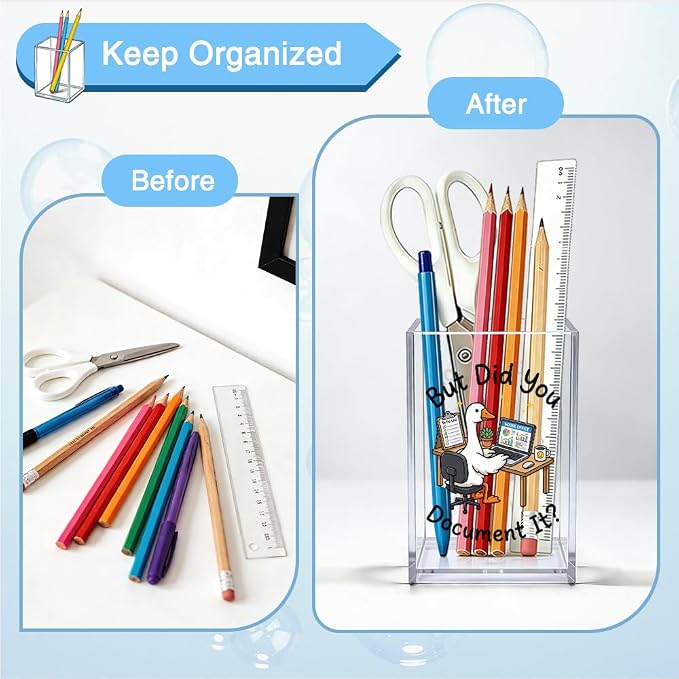 But Did You Document It Acrylic Organizer Pencil Pen Holder, Cute Goose Worker Office Desk Organizer, HR Work Desk Decor Pen Holder, Humor Office Gifts for Coworker Boss Employee Colleague